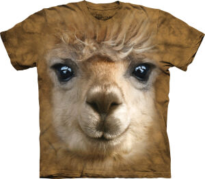 T-Shirt mit Alpaka Gesicht in der Farbe braun...