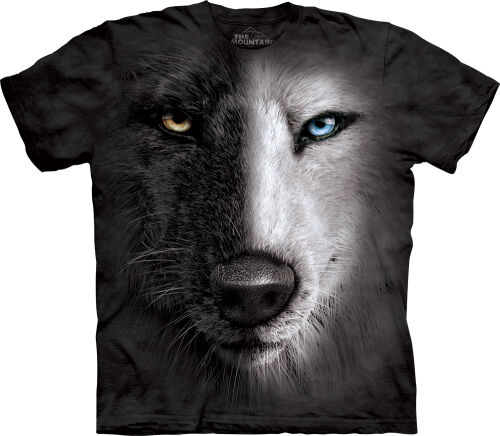 Wolf T-Shirt Black and White Wolf Face