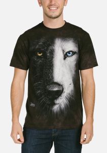 Wolf T-Shirt Black and White Wolf Face S