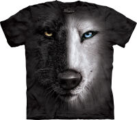 Wolf T-Shirt Black and White Wolf Face S