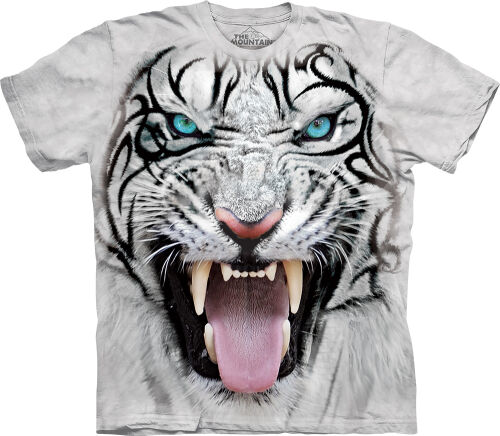 T-Shirt mit weißem Tiger in der Farbe grau