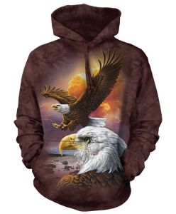 The Mountain Hoodie Eagle and Clouds M