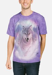 Wolf T-Shirt mit Polarlicht in der Farbe Lila
