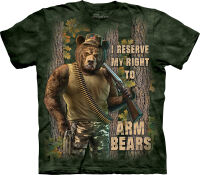 T-Shirt mit Bär mit Patronengürtel und Gewehr