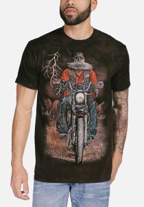 T-Shirt bärtiger Biker auf Motorrad