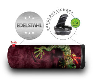 Stylischer Edelstahl Thermobecher Peace Out Gecko