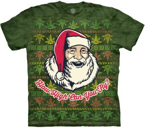 Weihnachtsmann T-Shirt Fly High Santa