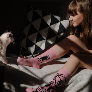 Lustige Socken Pink Cats