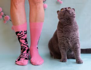 Lustige Socken Pink Cats