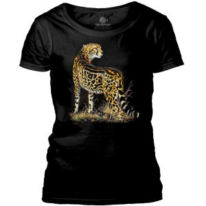 Damen Scoop Neck T-Shirt King Cheetah