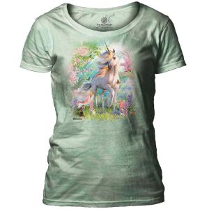 Damen Scoop Neck T-Shirt Enchanted Unicorn