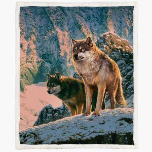 Wolf Couple In Sunset Fleecedecke