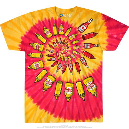 Liquid Blue Tie Dye T-Shirt Mustard & Ketchup Spiral