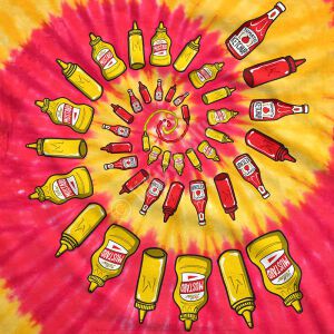 Liquid Blue Tie Dye T-Shirt Mustard & Ketchup Spiral