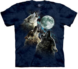 The Mountain T-Shirt Three Wolf Moon in Blue