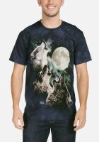 The Mountain T-Shirt Three Wolf Moon in Blue mit Model