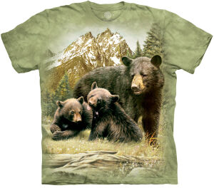 The Mountain Kinder T-Shirt Black Bear Family