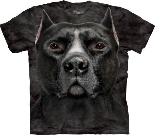 Hunde T-Shirt Black Pitbull Head