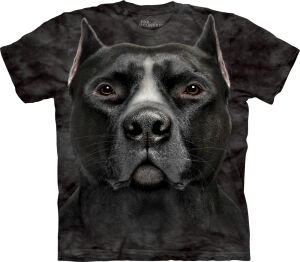 Hunde T-Shirt Black Pitbull Head