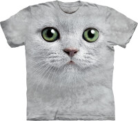 Katzen T-Shirt Green Eyes Face 2XL
