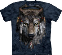 Wolf T-Shirt mit Kopfhörer und Nasenring Farbe blau