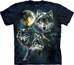 Wolf T-Shirt Moon Wolves Collage