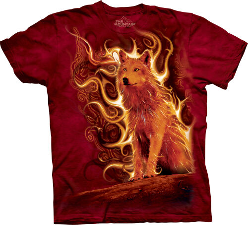 Wolf Shirt mit Flammen in der Farbe Rot