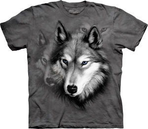 T-Shirt mit Wolfgesicht in der Farbe Grau
