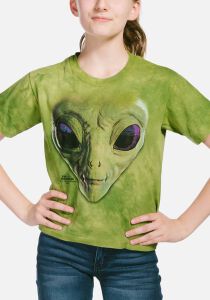 Alien Kinder T-Shirt Green Alien Face L