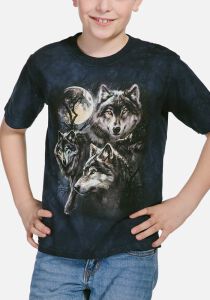 Wolf Kinder T-Shirt Moon Wolves Collage