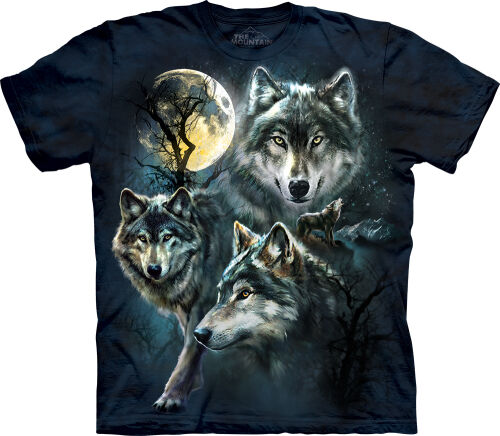 Wolf Kinder T-Shirt Moon Wolves Collage L