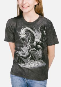 Drachen Kinder T-Shirt Black Dragon L